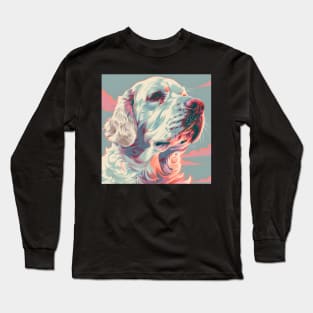 70s Clumber Spaniel Vibes: Pastel Pup Parade Long Sleeve T-Shirt